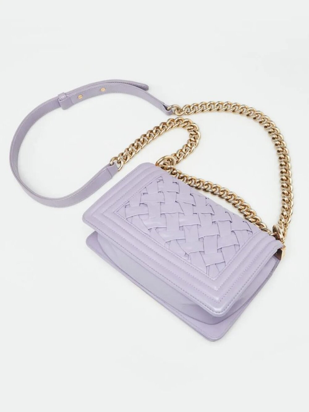 Chanel Purple Woven Lambskin Leather Paris-Versailles Small Boy Bag - Picture 3 of 10